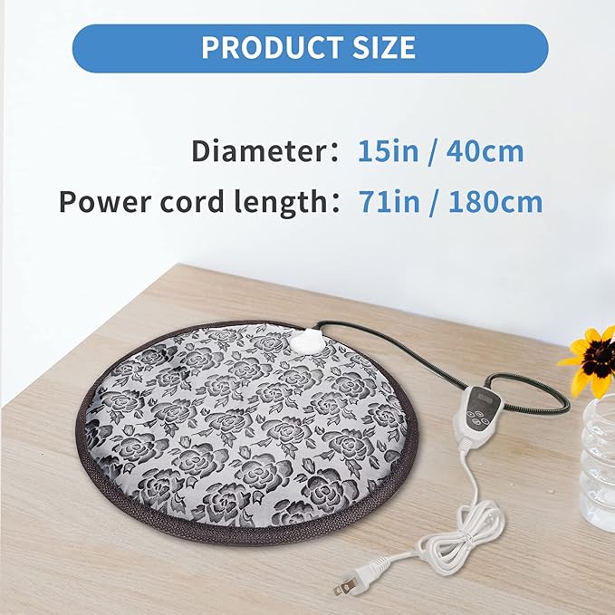 GOLOPET Cat Heating Pad Round with Smart Thermostat Switch and Power Line Protection Tube,Obtained MET and UL Dual Certification,Waterproof Pet Heating Pad for Cats-Rose
