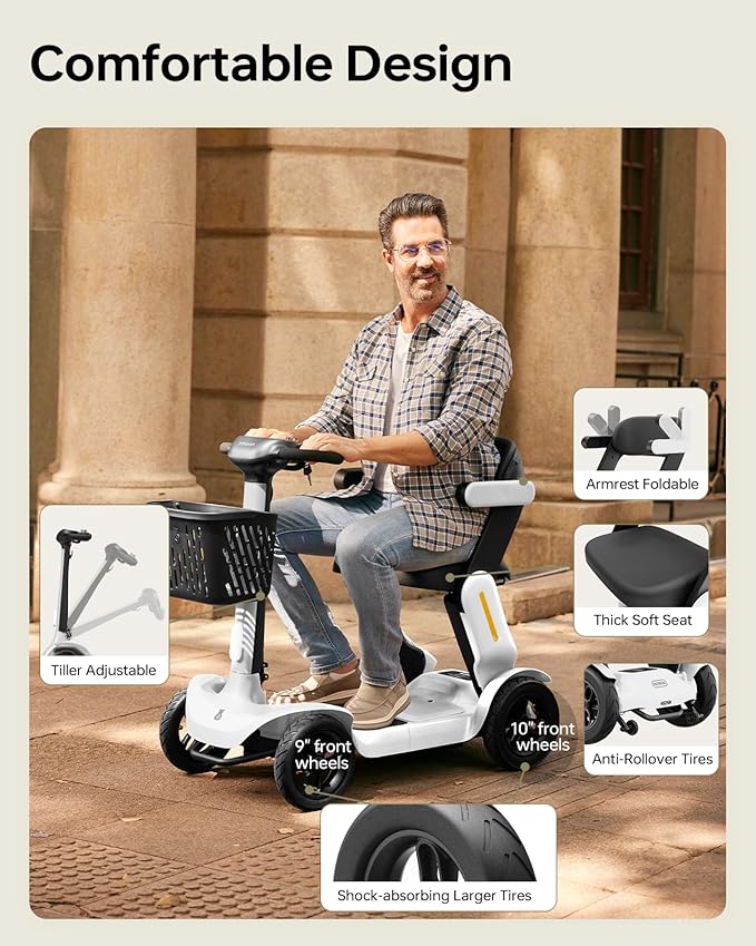 Mobility Scooter for Adult, 25 Miles Endurance Lightweight Mobility Scooter, Folding Mobility Scooters for Adult, Powered Mobility Scooter All Terrain Motorized Scooter Collapsible