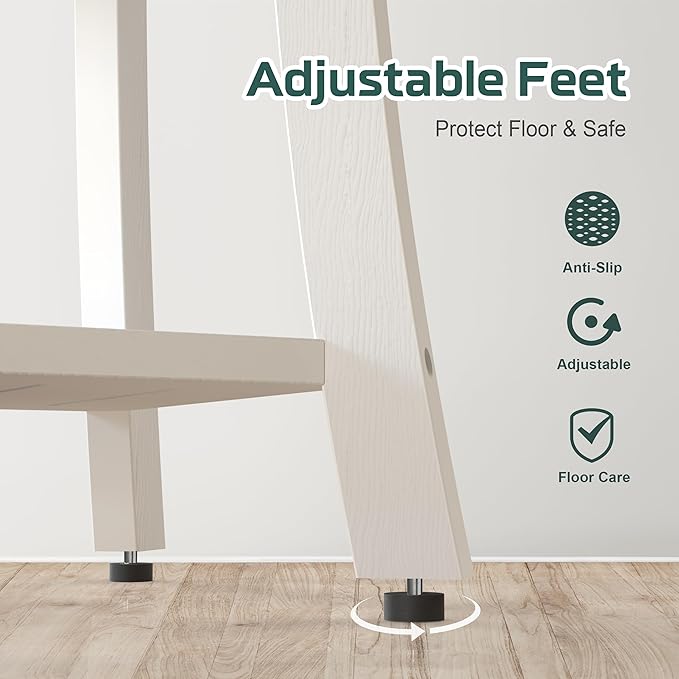 Waterproof Shower Benches for Inside Shower, Poly Lumber Shower Stool with Storage Shelf & Adjustable Feet, SPA Bathroom Seat Chair for Shaving Legs, Indoor or Outdoor Use, White