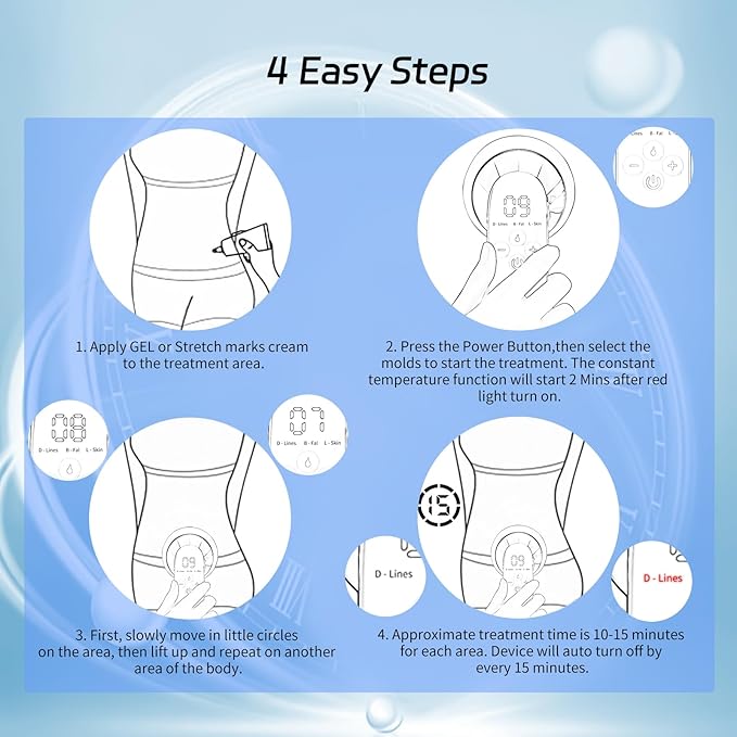 Lymphatic Drainage Massager & Body Massage Tool, Helps Reduce Stretch Marks & Cellulite, for Legs, Arms & Belly, Body Sculpting Machine with Microcurrent, Light, Heat & Vibration