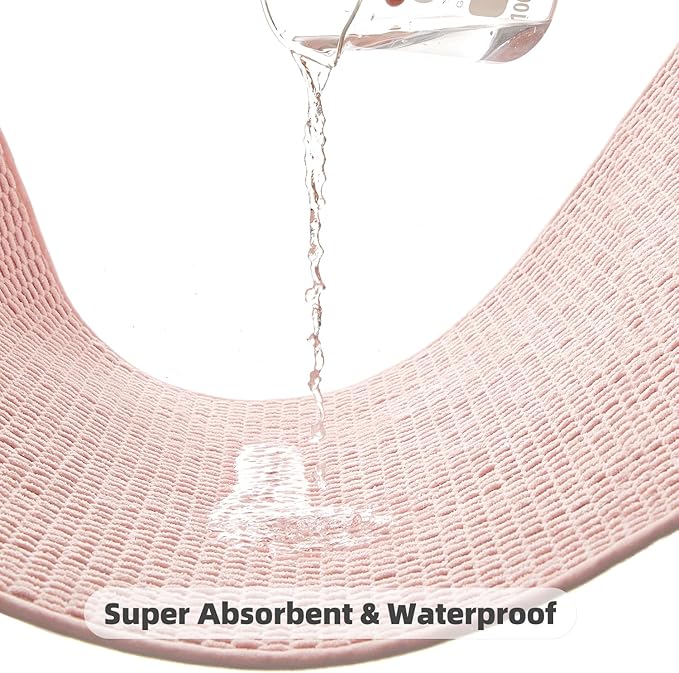TYUU Bathroom Rugs Non Slip Washable, Super Absorbent Thin Bath Mat Quick Dry Low Pile Bathroom Rug, Pink 24"x47"