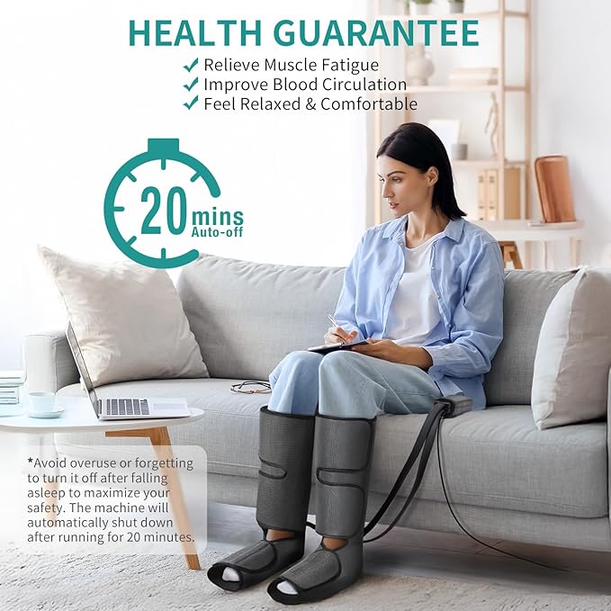 Nekteck Leg Massager for Circulation and Relaxation, Air Compression Foot and Calf Massager to Relieve Pain Edema Swelling with 2 Size Extensions, Massage Tools for Mom Dad Men Women