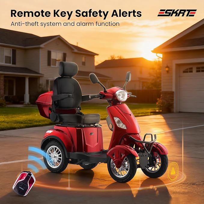 Super Large Electric 4 Wheel Mobility Scooters, Heavy Duty 800W Wheelchair Device, 25 Miles Long Range, All Terrain Mobility Scooter，Speed Adjust, Remote Key,Receive Ready to Ride (Red)