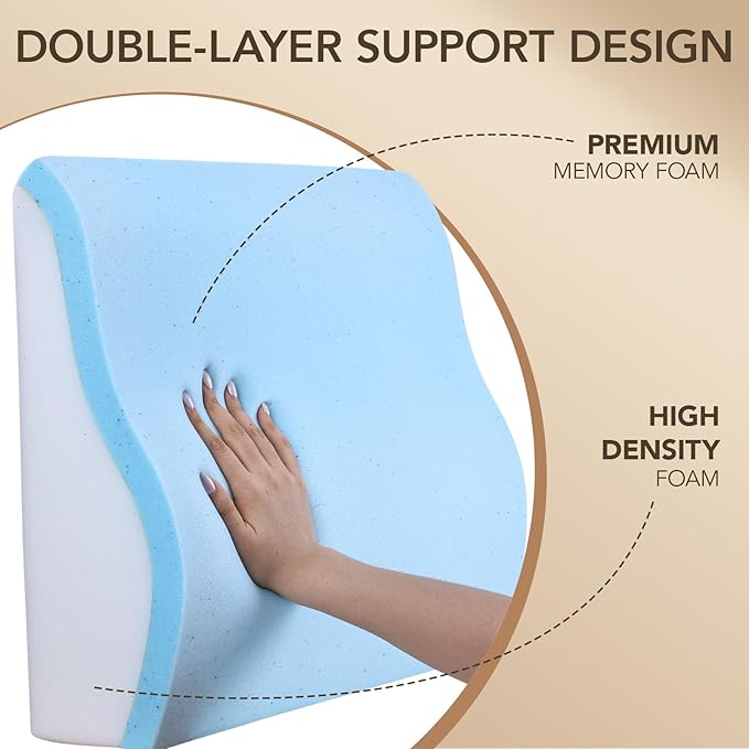 SofGlowly Lumbar Support Pillow for Recliner,Large Memory Foam Back Support Cushion for Sofa & Gaming Chair, Ergonomic Backrest Pillow Comfortable Couch Cushion with Machine Washable Cover,Coffee
