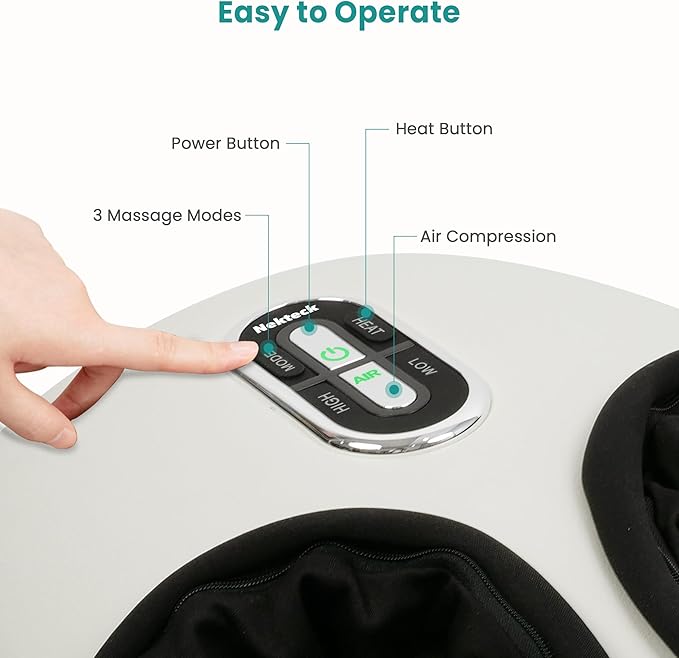 Nekteck Shiatsu Foot Massager with Heat for Neuropathy Plantar Fasciitis, 2026 Upgraded Air Compression Feet Massage Machine, Relaxation Gifts for Men Women Mom Dad Birthday Mother's Day, US 11 Size