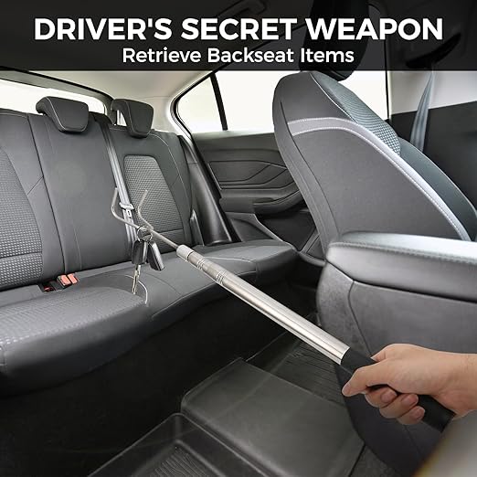Bed Buddy Truck Tool – Adjustable 16-30 Inch Truck Cargo Grabber with Sturdy Steel Hook, Easy Install, Space-Saving Foldable Design, Perfect for Truck,RV, Boat & More (Double J-Hook Set)