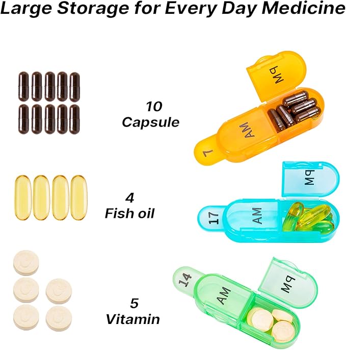 Daviky Monthly Pill Organizer 2 Times a Day - 30 Day Pill Box AM PM, BPA Free One Month Medicine Organizer Twice Daily, 31-Day Case to Hold Vitamins, Supplements & Medication