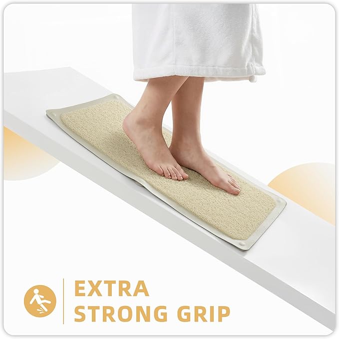 Upgraded Anti Slip Shower Mat for Inside Shower,Non Slip Bathtub Mat with Suction Cups,Shower Floor Mat，Scrubber Mats,Easy to Clean,Quick Dry,Easy Drainage,Loofah Bath Mat for Tub,Beige,24''x24''