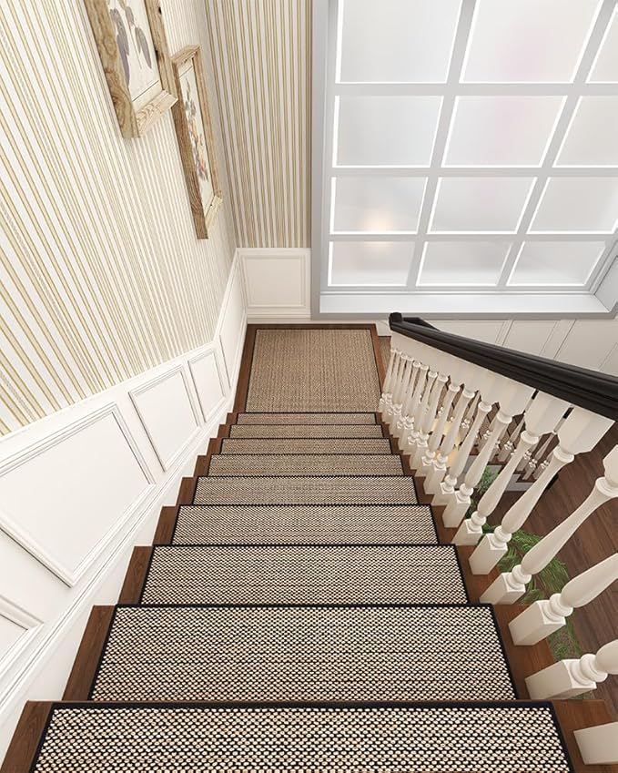 PADOOR Non Slip Stair-Treads Matching-Mat for Wooden Steps, Square Rubber Backing Non Slip Stair Landing Mat 30x30 inch