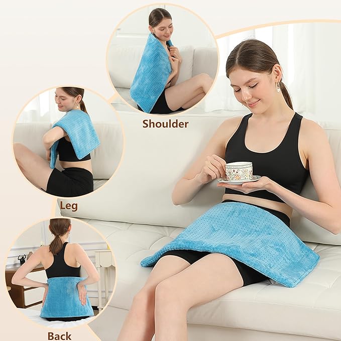 ESTINGO Electric Heating Pad FSA Eligible, Heated Pad for Back Neck Shoulder Pain Relif, Heating Pad for Period Cramps with 2H Auto Shut Off and 4 Heating Levels, 12"x24" Royal Blue
