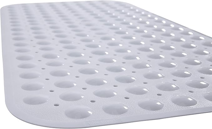 Large Non-Slip Bathtub & Shower Mat 31 inch x16 inch (Smooth/Non-Textured Tubs Only) Safe, Clean, Machine-Washable, Superior Grip&Drainage, Vinyl, Opaque White, Medium