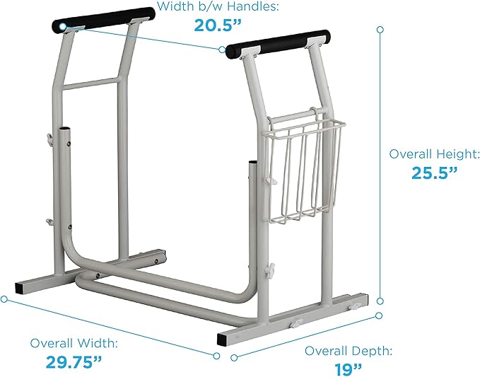 NOVA Toilet Safety Support Frame, Bathroom Assist Handrails, Lightweight Aluminum, 300 lb Weight Capacity