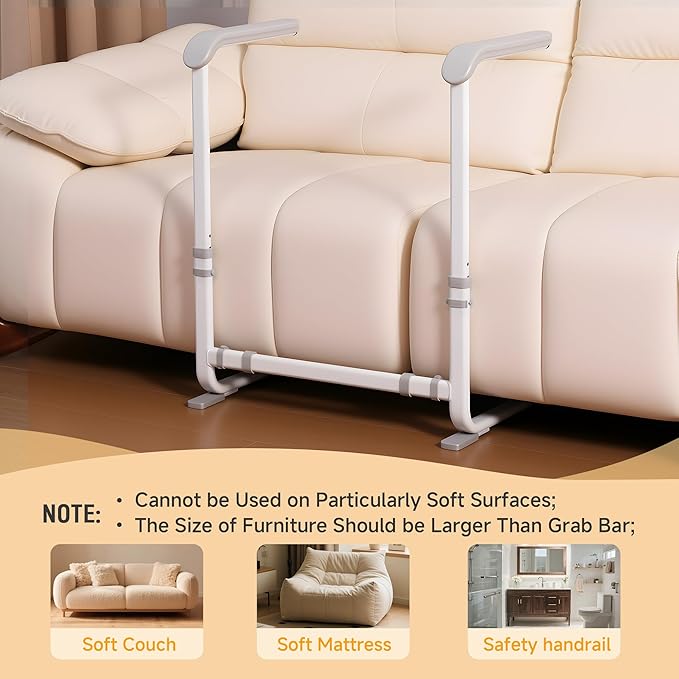 Couch Stand Assist with Handrails, Width and Height Adjustable Stand Assist Aid for Elderly, Up to 400 LBS, Sofa and Chair Lift Assist Devices for Seniors, Disabled and Patients, Gray