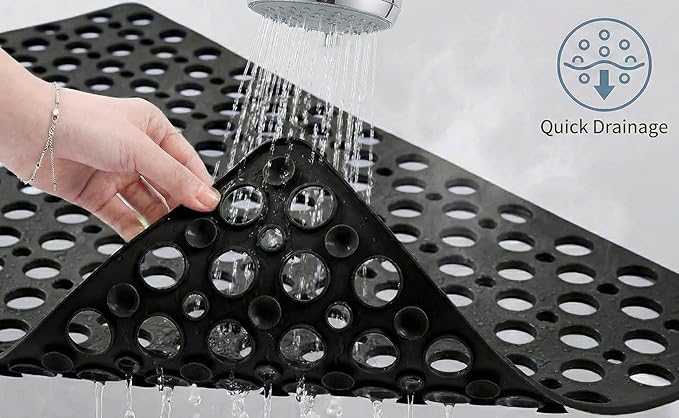 Nonslip Bathtub Mat Extra Soft TPE Bath Mat for Kids, Machine Washable Bathroom Shower Mat(Black/ 30L x 17W Inch)