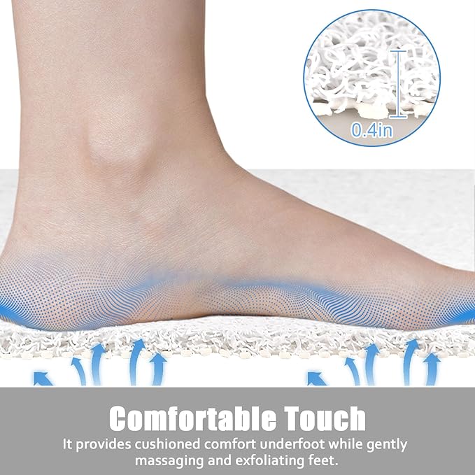 ZOESOE Square Shower Mat Non Slip: 32x32 Inch Large Shower Mats for Inside Shower with Drain Hole in Center, Super Soft PVC Loofah Massage Shower Stall Mat, Anti Slip Shower Floor Mat, Quick Drying