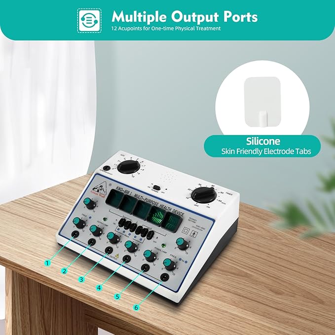 KWD-808I Electric Acupuncture Stimulator Machine - 6 Output Professional Electrotherapy Device with Acupoint Detection, 5 Waveforms & Dual Power Supply for Home Pain Relief Treatment