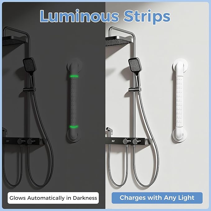 Grab Bars for Bathtubs and Showers, 16 Inch Anti Slip Bathroom Safety Shower Handles for Seniors Handicap Elderly Assistance, Hand Rails for Toilet Walls Bath Tub, 1" Stainless Steel Handrail（White）