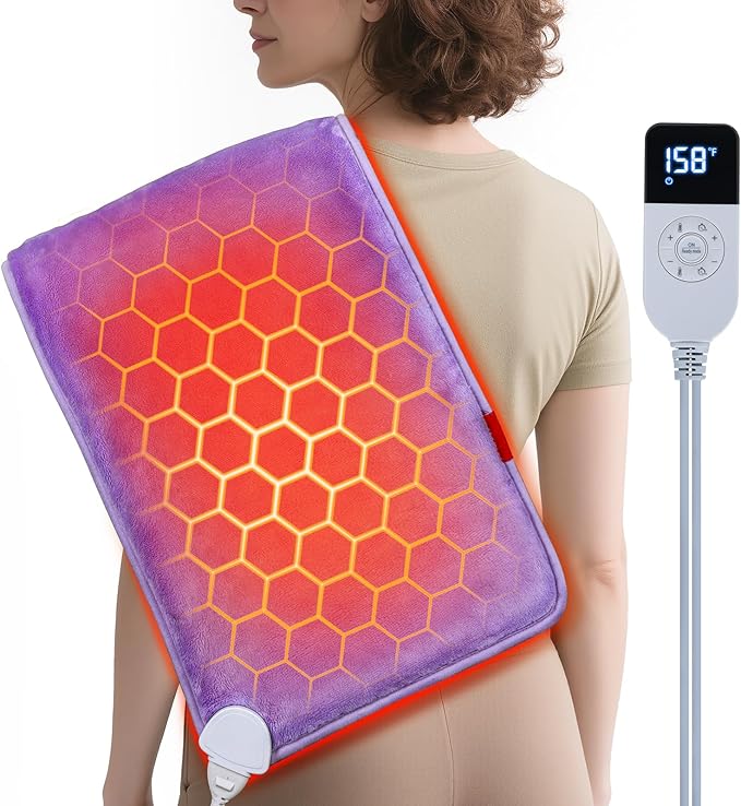 Extra Hot Heating Pad for Cramps: Luxury Plush and 2X Graphene Electric Heating Pad for Back Period Cramps - Gentle Deep Relief for Women While Reading Watching TV - Max 158℉ 2H Auto Off