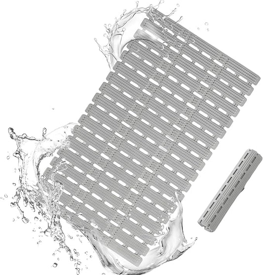 Bathtub Mat Non Slip for Bathroom with Suction Cups and Drain Holes 35.4 * 15.7 Shower Mat for Inside Shower, Quick Dry Bath Mat for Baby Kids Seniors Pregnants Adults, Easy to Cut, Easy Dry