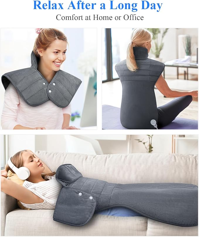 Weighted Heating Pad for Neck and Shoulders and Back, Mothers Day Gifts for Mom Wife, 22"x37" Large Heat Pad for Pain Relief and Daily Relaxtion, 6 Heat Levels 4 Timers, Auto-Off, Gifts for Women Men