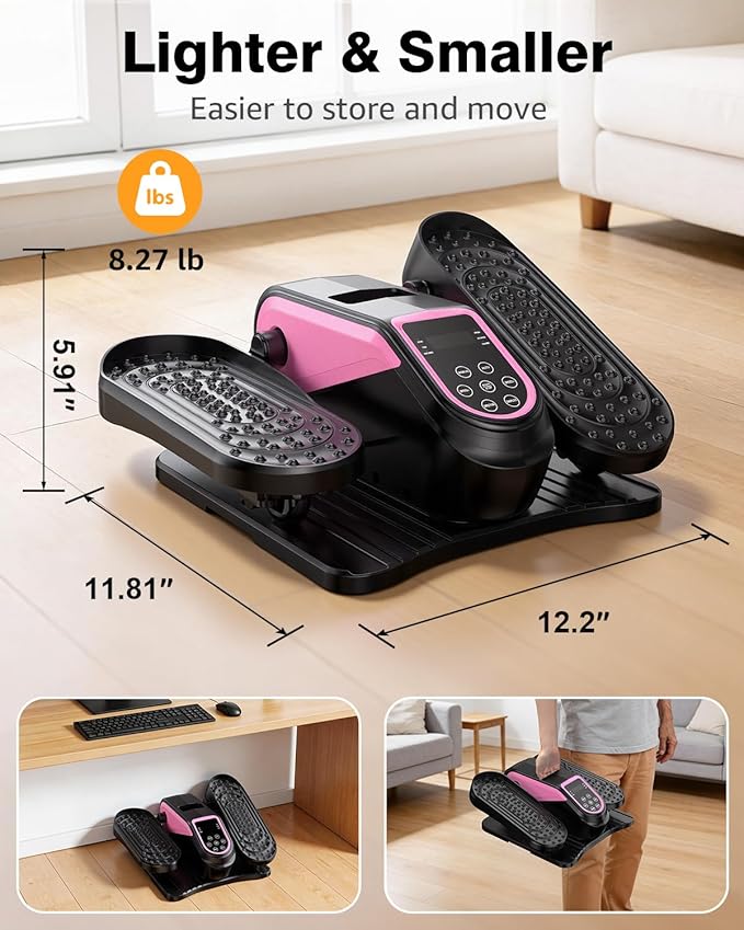VIVURN® 023 Under Desk Elliptical Mini Electric Leg Exerciser for Senior, 12 Speeds RF Remote Display Monitor Non-Slip Mat, Quiet & Compact Seated Pedal Exerciser for Home Office Gift for Mom Dad