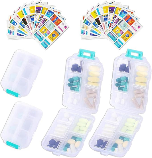 2PCS 7-Day Pill Organizer with Labels – Travel Pill Case, Daily Medication Organizer | Compact & Secure | Fits in Pocket/Purse (3.7” x 2.4”)