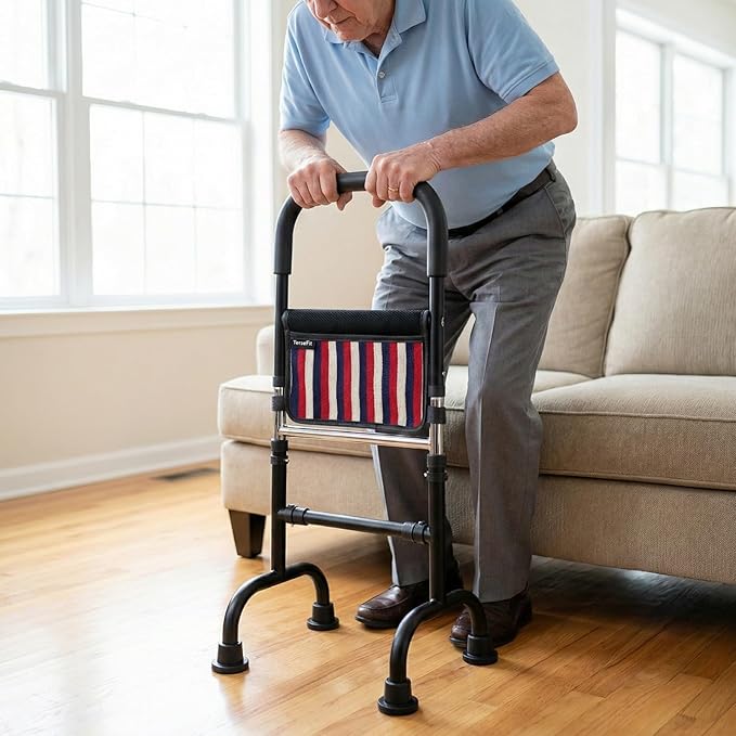 Stand Assist Aid for Elderly; Toilet Assist Rails for Tight Bathroom; Quad Canes for Seniors; Mobility Aids for Short Indoor Movements; Height Adjustable to 36 inches; Weight 5lbs Bear 350lbs