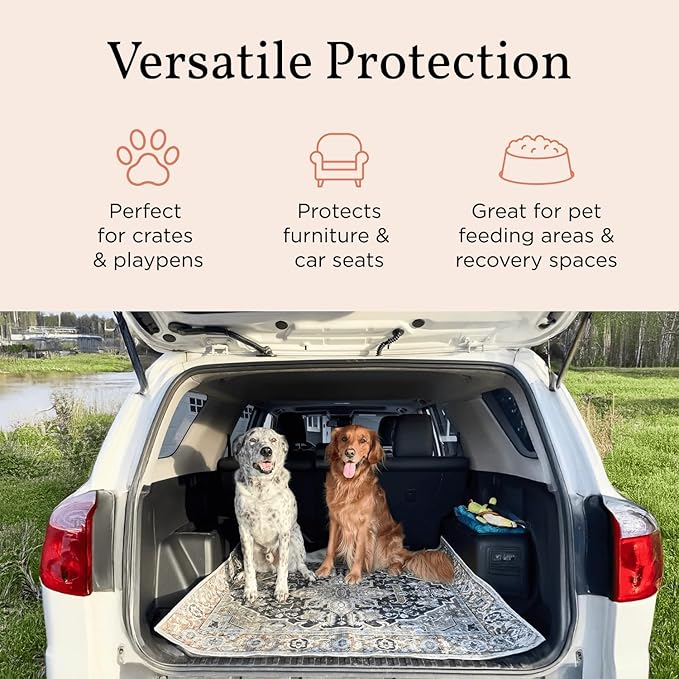 Lovewag Pets Washable Dog Pee Pads, 36" x 48", Waterproof, Non-Slip, Super Absorbent, Reusable Machine-Washable, 2-Pack (Bohemian Jewel)