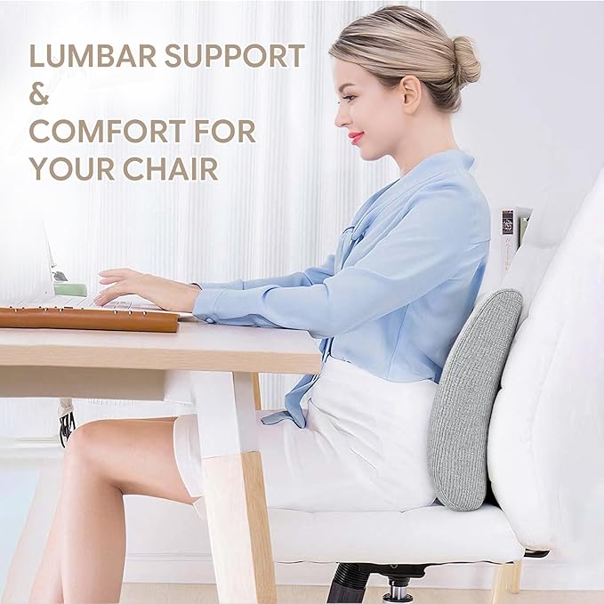 Back Support Pillow for Recliner Support Pillow with Gel Memory Foam Ergonomic Orthopedic Couch Lumbar Cushions for Elderly Lower Back Pain Relief Washable Cover, Grey