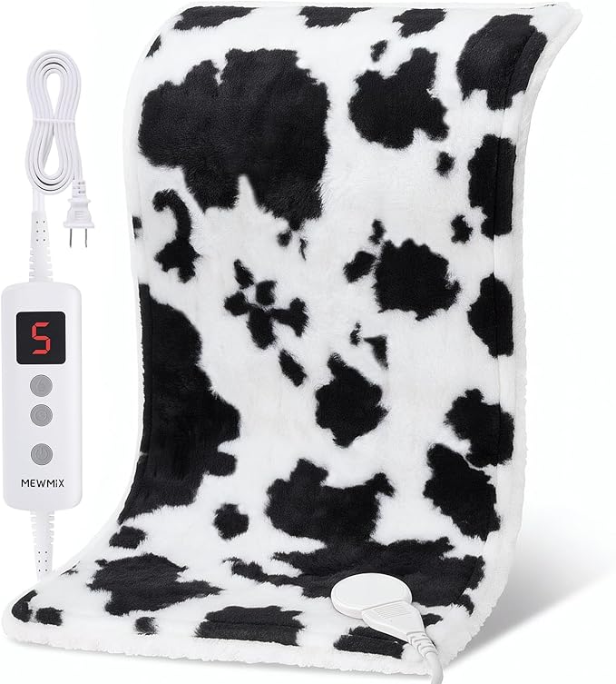 Cow Print Heating Pad for Back Period Cramps Neck Shoulder Pain Relief, Portable Electric Heat Pads Cow Stuff Gifts Ideas, Funny Useful Self Care Christmas Birthday Gift for Women Mom Her Adults Teens