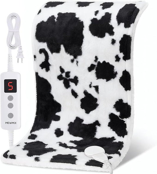 Cow Print Heating Pad for Back Period Cramps Neck Shoulder Pain Relief, Portable Electric Heat Pads Cow Stuff Gifts Ideas, Funny Useful Self Care Christmas Birthday Gift for Women Mom Her Adults Teens