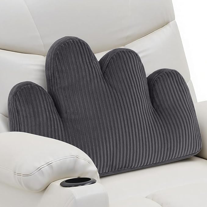Lumbar Support Pillow for Recliner, Back Support Pillow for Office Chair, Ergonomic Corduroy Lumbar Pillow with Shredded Foam, Lower Back Pain Relief for Gaming Chair, Couch, Dark Grey