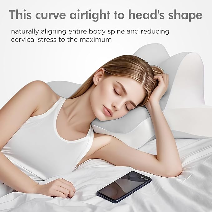 Reading Pillow for Lying, Leaning and Prone, Contour Memory Foam Pillow, Ergonomic Cervical Pillow for Neck and Shoulder Pain Relief, Bed Pillow Grey