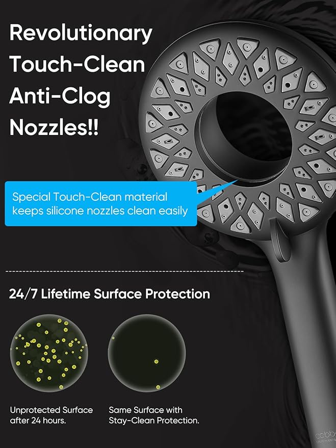 Cobbe Dual Shower Head with Magnetic Handheld, High Pressure Rain Shower Combo 2-in-1 Fixed & Detachable, Multiple Spray Modes, Built-in Magnet Dock 6ft Hose, Matte Black