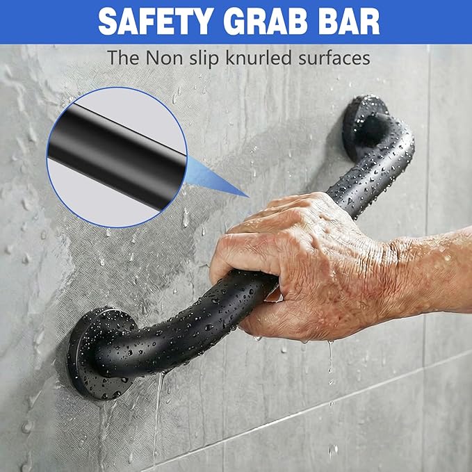 Safety Grab Bars for Bathroom, 16 Inch 304 Stainless Steel Handrail, Non-Slip Shower Grab Bar for Toilet, Tub & Stairs, Indoor & Outdoor Wall Mount, Supports 500 lbs (2 Pack)