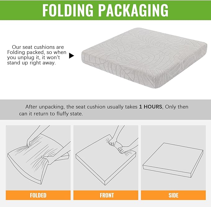 Recliner Cushions for Long Sitting Foam Seat Cushion Soft Tufted Layer for Elderly Seniors, Recliner Chair, Floor Pillow, Office Chair, Car, No Pressure on Thighs, 20X20X3 Inch - Light Grey