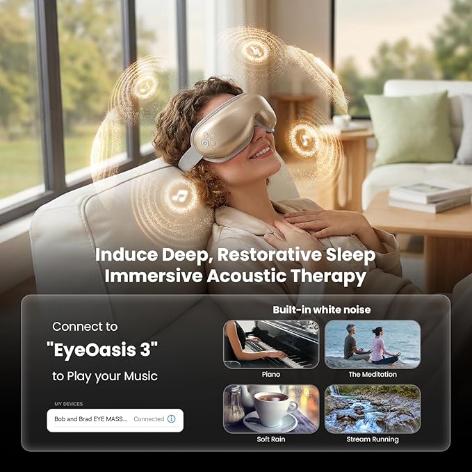 BOB AND BRAD Eye Massager with Heat and Cooling, EyeOasis 3 Eye Massager for Migraine FSA Eligible/HSA Eligible, Heated Headache Massager for Dry Eye Relief, Temple Massagers for Stress Relief