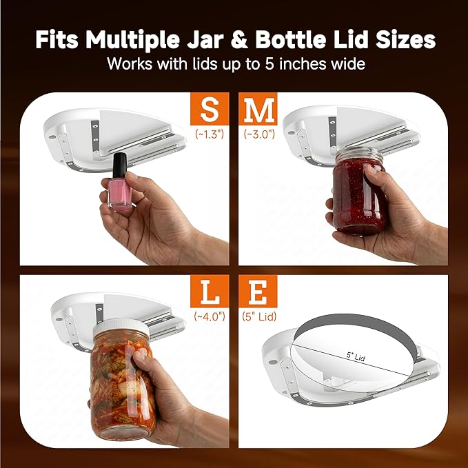 Upgraded Under Cabinet Jar Opener: Easy for Weak Hands & Seniors with Arthritis, One-Hand Jar & Can Opener - Dual Slot Design Opens Stubborn Jar & Bottle Lids - Stainless Steel Teeth - Kitchen Helper