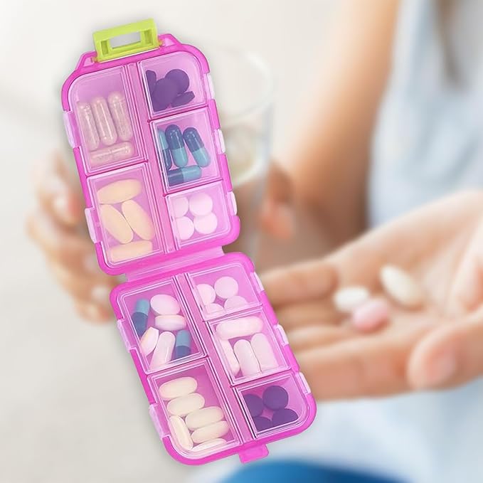 2PCS 7-Day Pill Organizer with Labels – Travel Pill Case, Daily Medication Organizer | Compact & Secure | Fits in Pocket/Purse (3.7” x 2.4”)