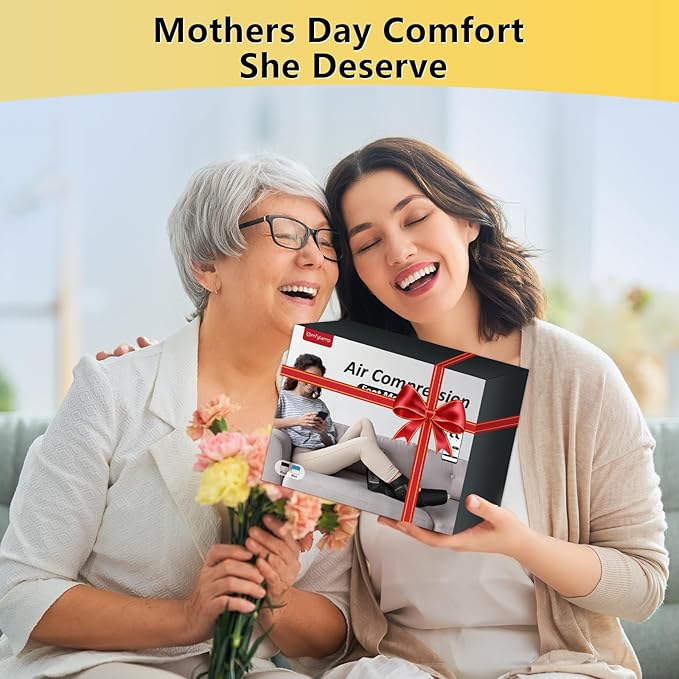 Comfytemp Portable Air Compression Foot Massager with Heat, FSA Eligible HSA, Cordless Foot and Ankle Compression Boots for Circulation and Pain Relief, Ideal for Mom Dad Seniors (Fit Size 6 to 10)