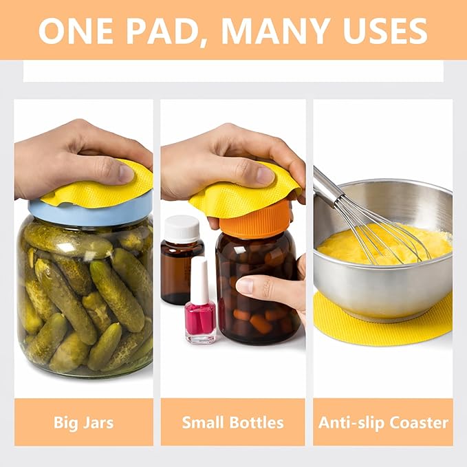 Opasyo 8 Pack Rubber Jar Opener Gripper Pad for Weak Hands, Non Slip Bottle Lid Openers for Seniors, Multi-Function Heat Resistant Coaster, Easy Grip Kitchen Tool