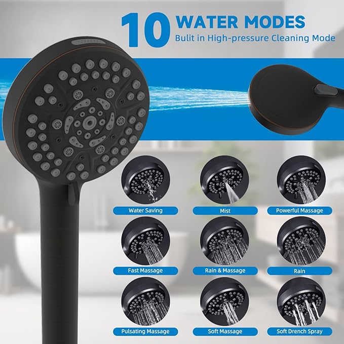 Filtered Shower Heads, All Metal Dual Shower Head with Easy Reach Handheld Spary Combo, 3-Way High Pressure 70 Modes Rainfall Showerhead, 71" Hose, Shower Bracket, 20 Stage Shower Filter, Oil Bronze