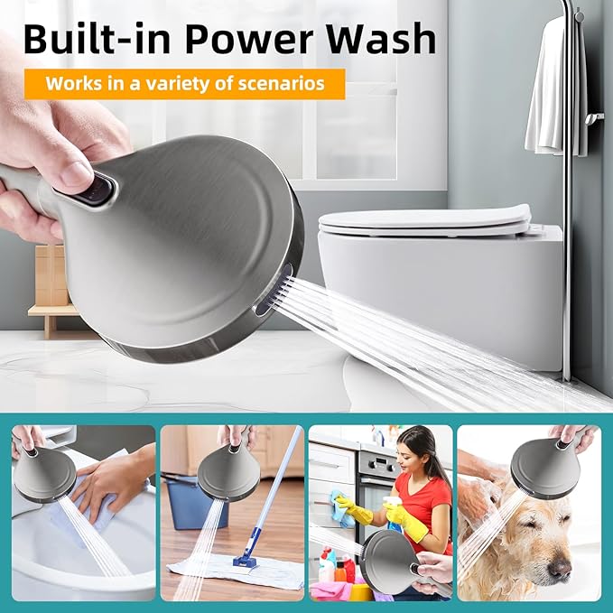 Cobbe Filtered Shower Head with Handheld - High Pressure 9 Spray Modes Showerhead with 16-Stage Water Softener for Hard Water - Purifying Detachable Hand Held Shower Head, Classic Nickel