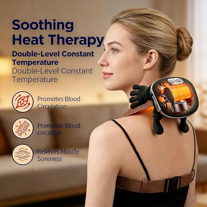 Neck Massager ，2026Newly upgraded version 4D Human-Like Hand Massager with Heat Electric Shoulder & Cervical Massage for Wireless Portable Neck and Back Massager Relieve fatigue (Green version)