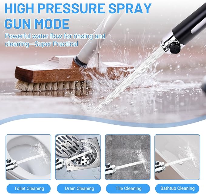 Filtered Shower Head with Handheld, High Pressure Water Flow and 4 Spray Modes, Power Wash for Hard Water, Showerhead Set with 59″ Hose、Bracket、Filters, ON/OFF Switch for Pets Bath (Black)