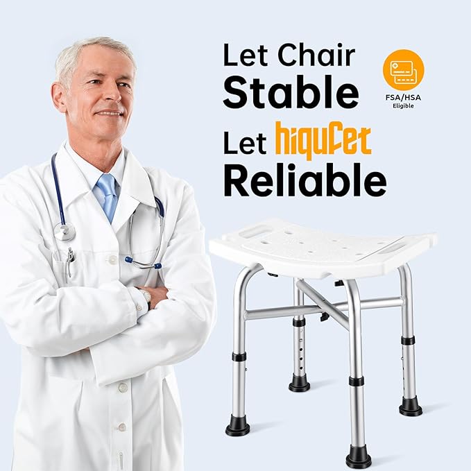 Hiqufet Shower Chair for Inside Shower(500lb), 5 Height Adjustable Shower Stool, Shower Seats for Adults, 3-Minute Quick Assembly, Heavy Duty Shower Bench for Inside Shower to Sit on