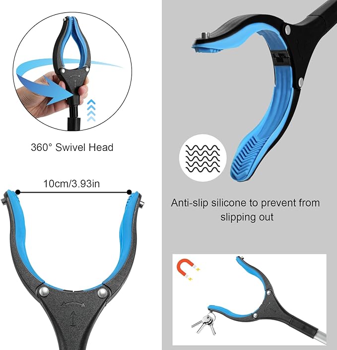 Housolution Reacher Grabber Tool, 43" Extra Long Grabbers for Elderly, Lightweight Handy Trash Claw Grabber with Magnets, Reaching Assist Tool for Trash Pick Up, Arm Extension, Litter Picker (Blue)
