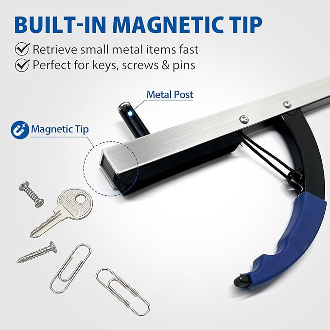 Blue Jay 32" Reacher Grabber Tool for Seniors - Lightweight Trash Picker Upper & Pick Up Stick with Magnetic Tip - Long Reach Mobility Aid for Wheelchair & Surgery Recovery