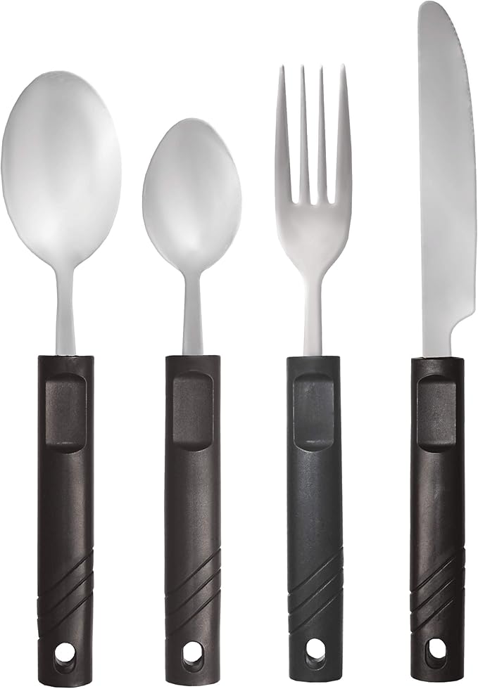 Rehabilitation Advantage Utensil Set with Lightweight Plastic Handles