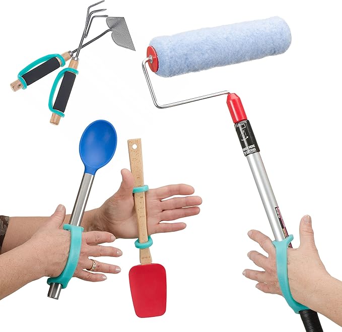 EazyHold Aqua Silicone Adaptive Aid, Universal Cuff Hand Grip Assistive Device for Rehab, Disabled, Cerebral Palsy, Special Needs, Arthritis, Stroke, Physical Therapy 2-Pack 6.5"